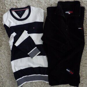 Tommy Hilfiger Men's Pullover Sweater Bundle Size XL Black Grandpa Lot of 2